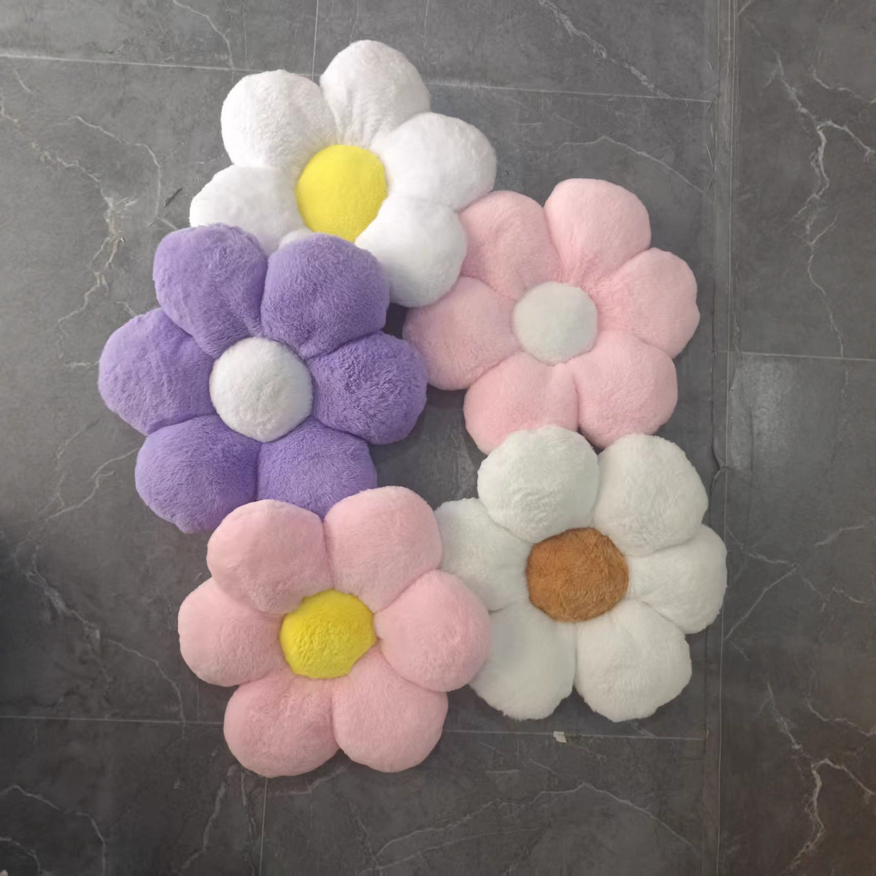 兔毛六个花瓣花朵坐垫飘窗垫太阳花汽车坐垫冬季毛绒保暖车载座垫