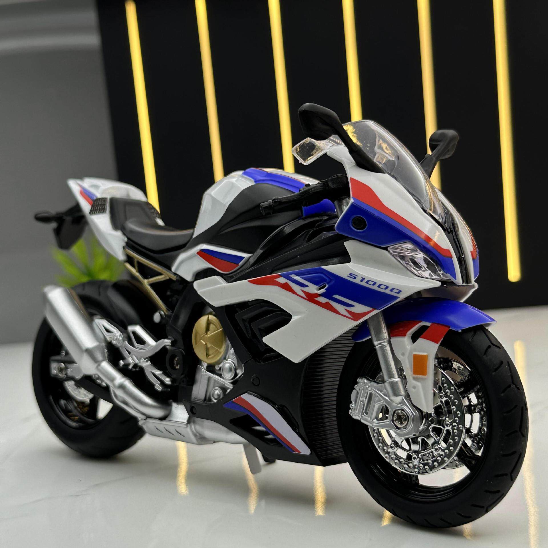 华一合金车模1比12宝马S1000RR摩托车发声灯光玩具车音乐模型摆件