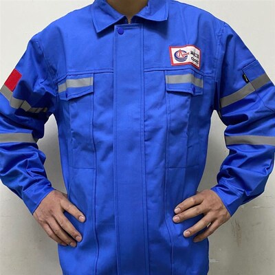 中海油工作服套焊工男防烫阻燃红色船厂钢铁黑色加厚蓝色劳保