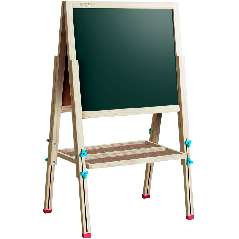 儿童小黑板家用小学生粉笔幼儿宝宝涂鸦无尘画板木质支架式写字板