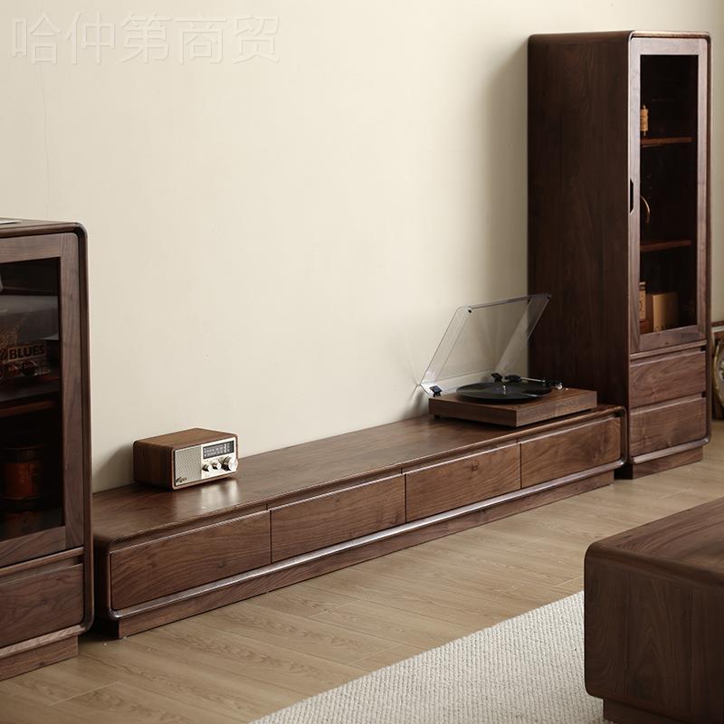 黑美胡桃木全客厅家约py19具落地北欧电视柜实现代简北木柜小户型