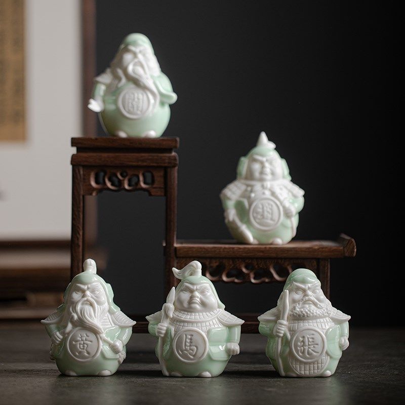 九造陶瓷三国娃娃摆件五虎一般家居人物手工工艺品客厅桌面摆件