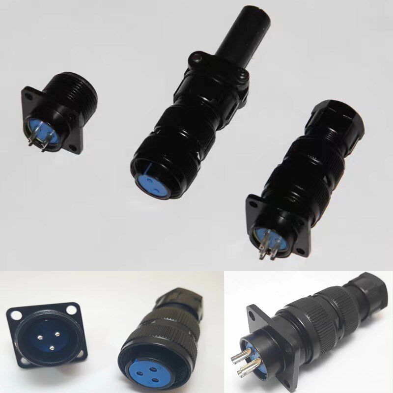 螺纹连接器PB20K6Q防水航空插头2芯3芯4芯5芯7芯法兰插座开孔20mm