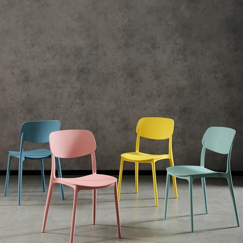北欧塑料椅子家用靠背椅餐椅加厚简约现代可叠放洽谈休闲极简凳子