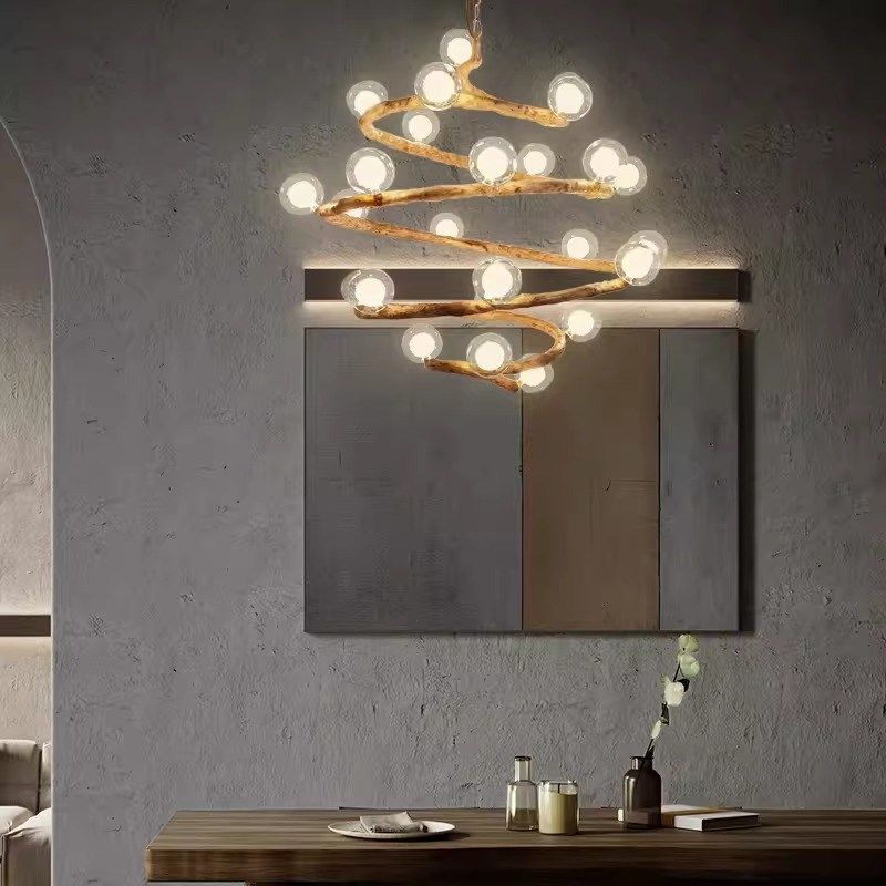 新款仿真树枝吊灯创意个性螺旋造型楼梯客厅餐桌茶室复古枝形吊灯,家装灯饰光源,客厅吊灯,淘宝优惠券,粉丝福利购,淘宝优惠卷