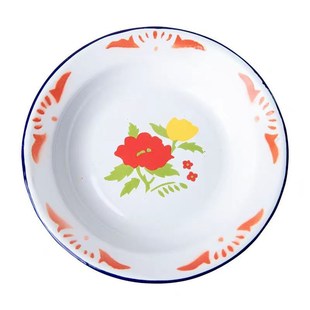 老式 搪瓷盘子怀旧语录铁菜碟圆形小吃碟怀旧餐厅市井火锅饭店盘子