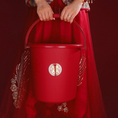 结婚水桶婚礼女方陪嫁手提红桶农村家用大号塑料桶米桶婚庆喜事桶