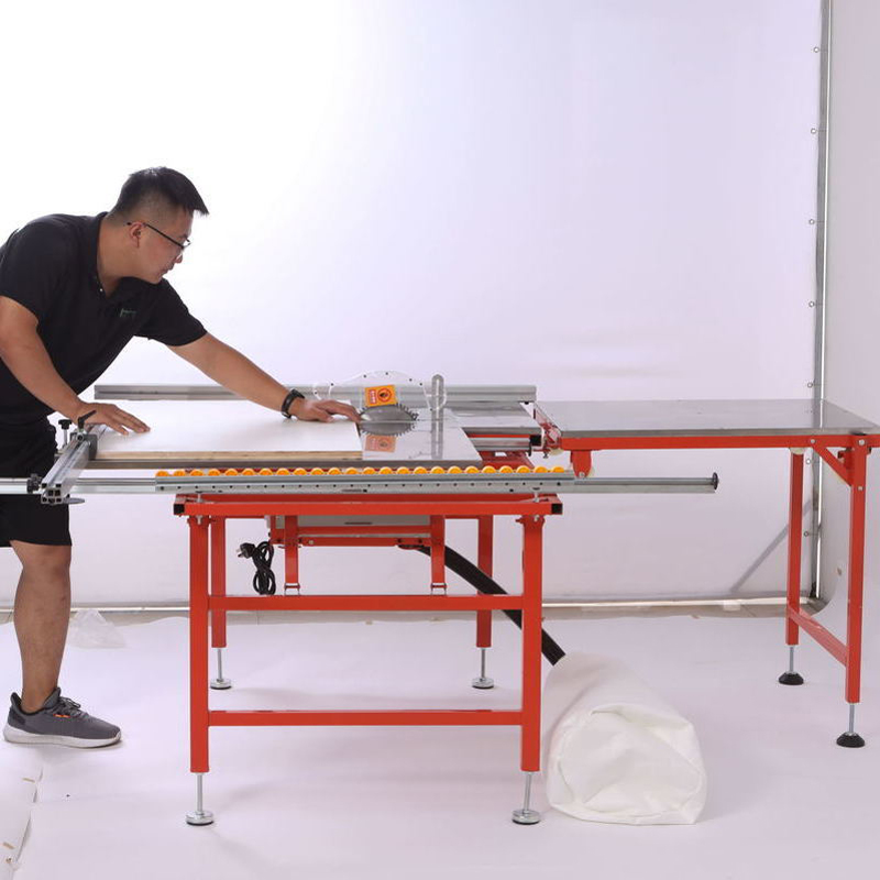 不锈钢推台锯无尘子母锯双隐形导轨折叠推拉木工工作台机械