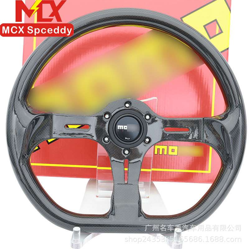 新款 赛车竞技方向盘14寸改装快拆真碳纤维D型方向盘通用孔距70mm