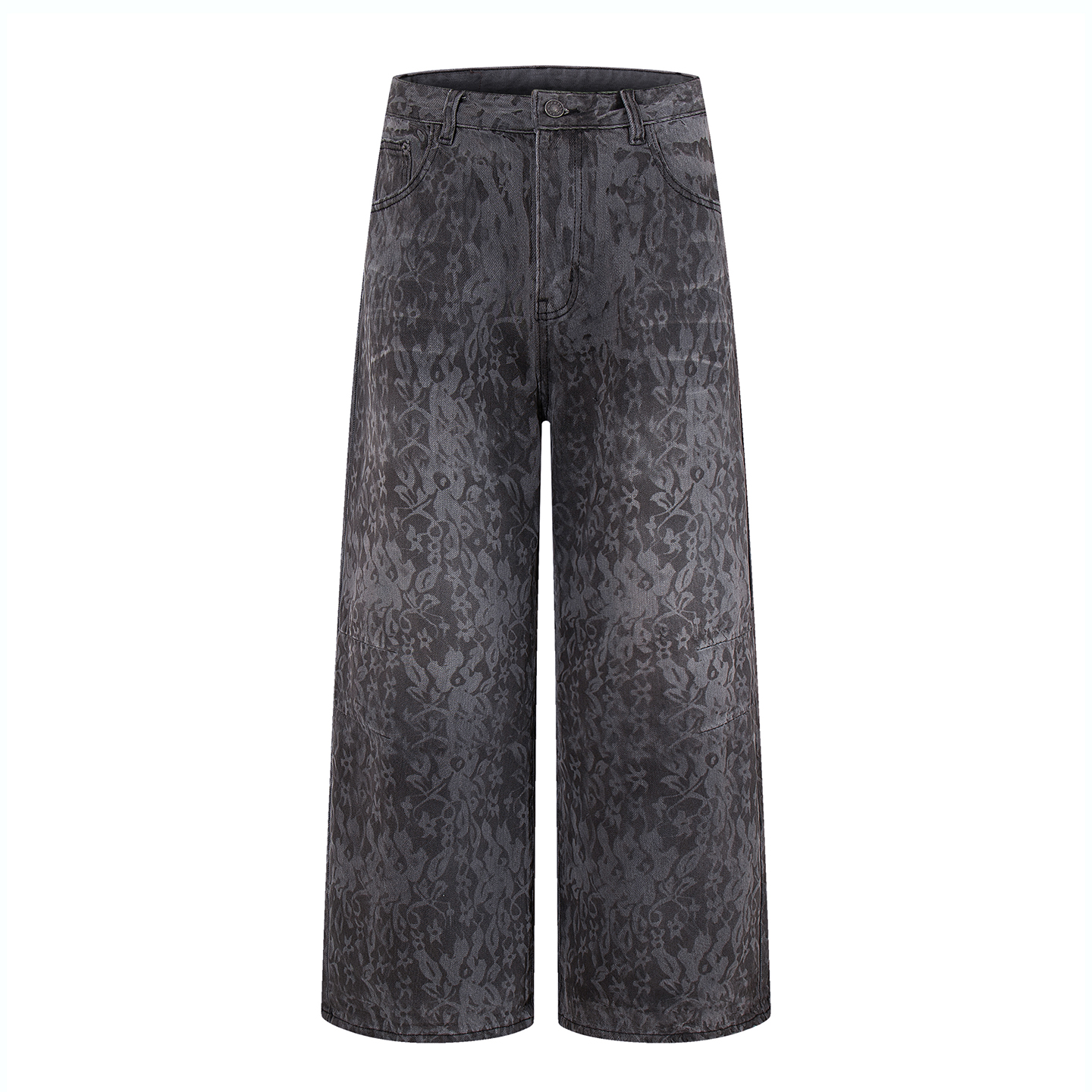 DESIGNSECRETS 25FW美式设计感豹纹牛仔裤男潮流宽松直筒休闲长裤