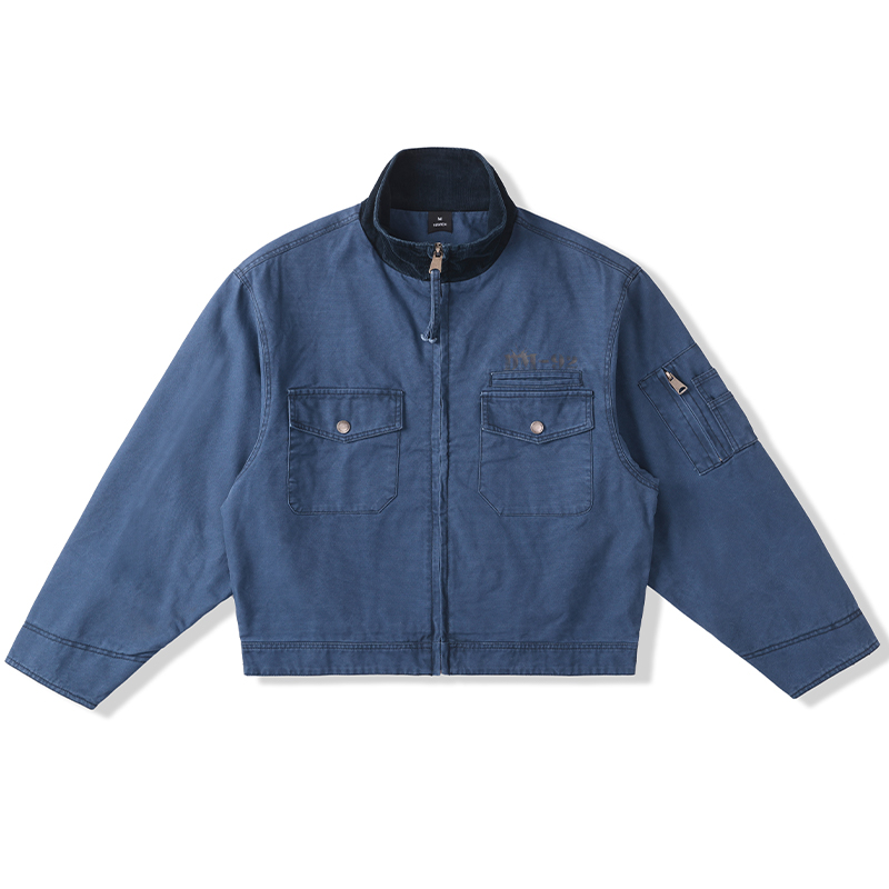 DESIGNSECRETS 25FW珠帆布靛蓝法工蓝复古工装夹克男美式重工外套