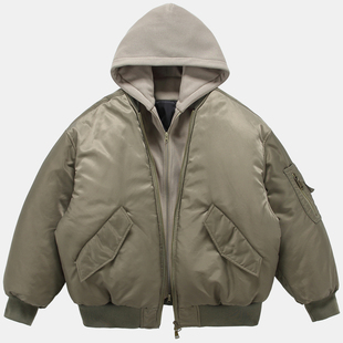 夹棉棒球服 bomber飞行夹克男外套连帽短款 DESIGNSECRETS 25FW美式