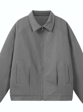 DESIGNSECRETS 25FW美式cleanfit短款灰色外套男潮牌翻领拉链棉服