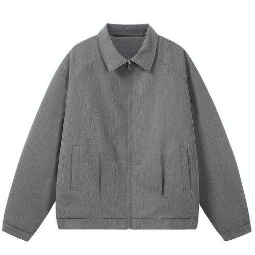 DESIGNSECRETS 25FW美式cleanfit短款灰色外套男潮牌翻领拉链棉服