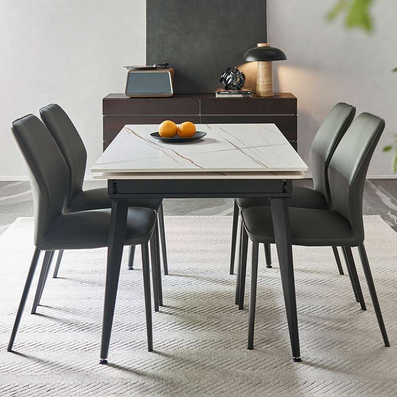德利丰岩板餐桌长方形小户型家用可伸缩折叠设计师高端拉米娜饭桌