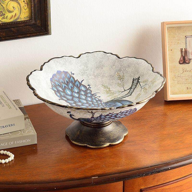 新中式客厅茶几水果盘美式复古餐桌家用水果盘套装干果盘