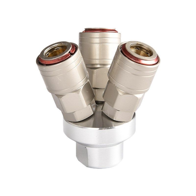 自锁式圆二通三通快速接头内外丝气动快插接头气泵风炮空压机接头