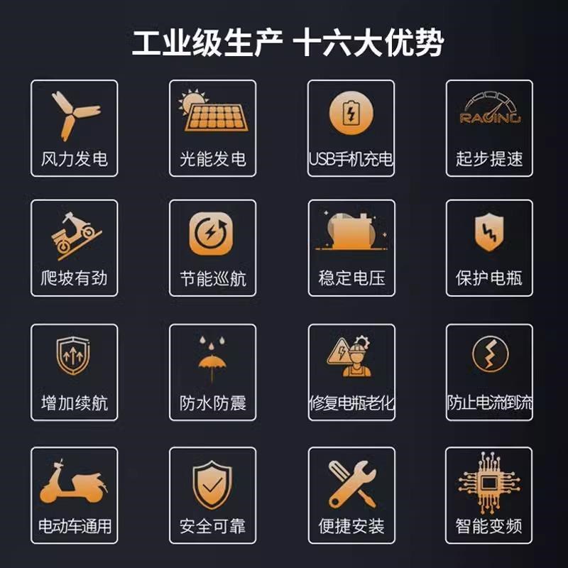 电动车增程器边跑边充电太阳x能风力发电机电瓶续航增程神器稳压