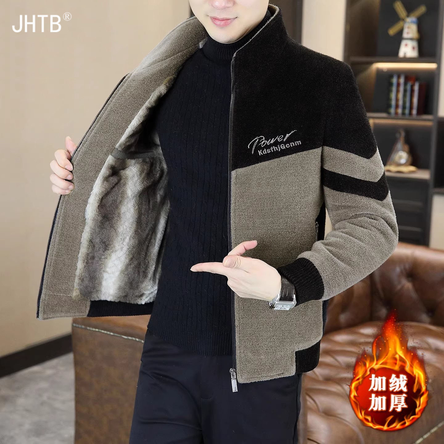 男士短款金貂绒加厚秋冬季高端正品立领夹克休闲帅气毛呢大衣外套,男装,夹克,淘宝优惠券,粉丝福利购,淘宝优惠卷
