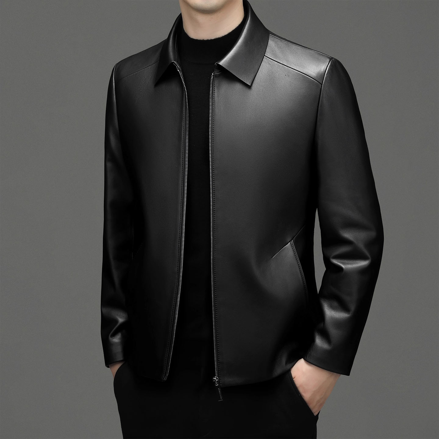 真皮皮衣男外套绵羊皮2025年秋冬