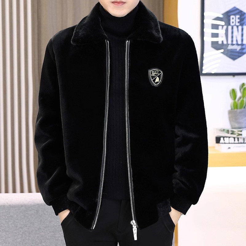 冬季金貂绒外套男士加厚防寒男装仿皮草翻领夹克高端青年帅气冬装