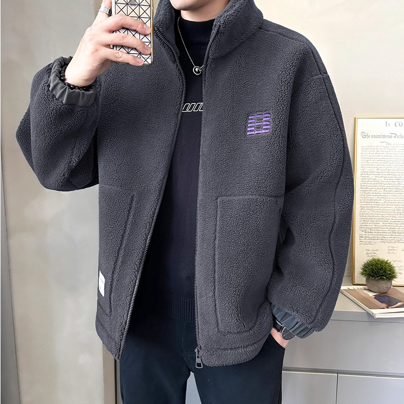 高端外套男士2025年秋冬季新款摇粒绒加厚羽绒棉服男冬装皮毛一体