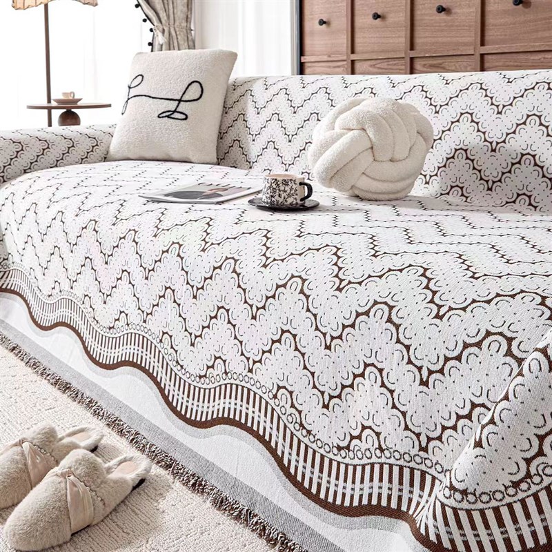 异形波纹双面雪尼尔沙发巾防滑防猫抓一整张家用全盖毯子套罩坐垫
