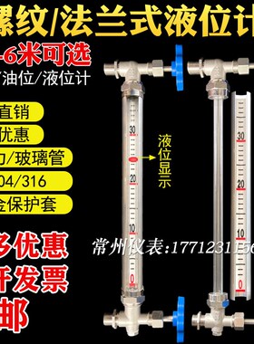 玻璃管液位计/不锈钢丝扣液位计/X29W/油位计/水位计/外螺纹连接