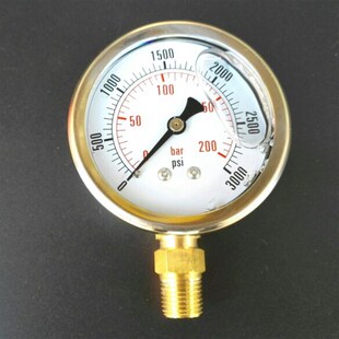 ZG1 PT1 压力0 3000psi 防震耐振压力表 200bar 黄铜螺纹丝扣