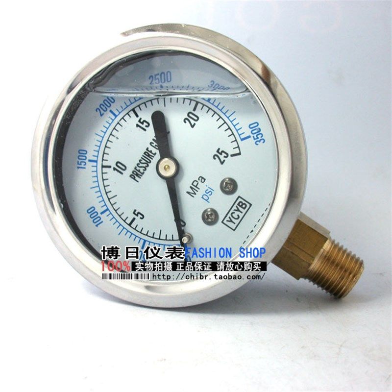 YN-60耐振压力表英制1/4牙/YTN-60油压表YN-60抗震压力表0-25MPA