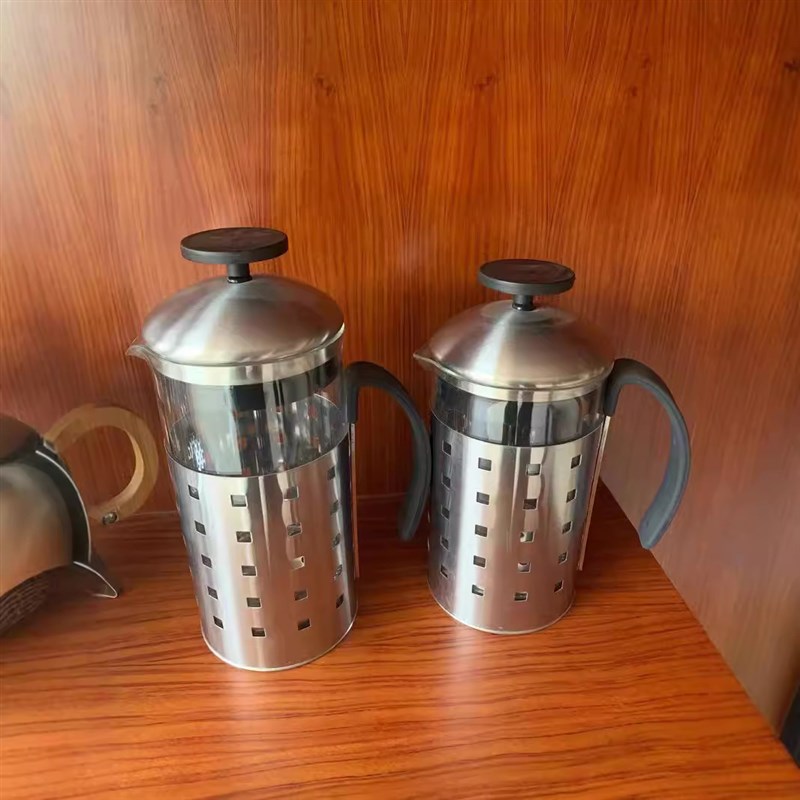 电镀玫瑰金法式按压法压咖啡冲茶壶压滤壶冲茶器花茶摩卡壶滤压壶