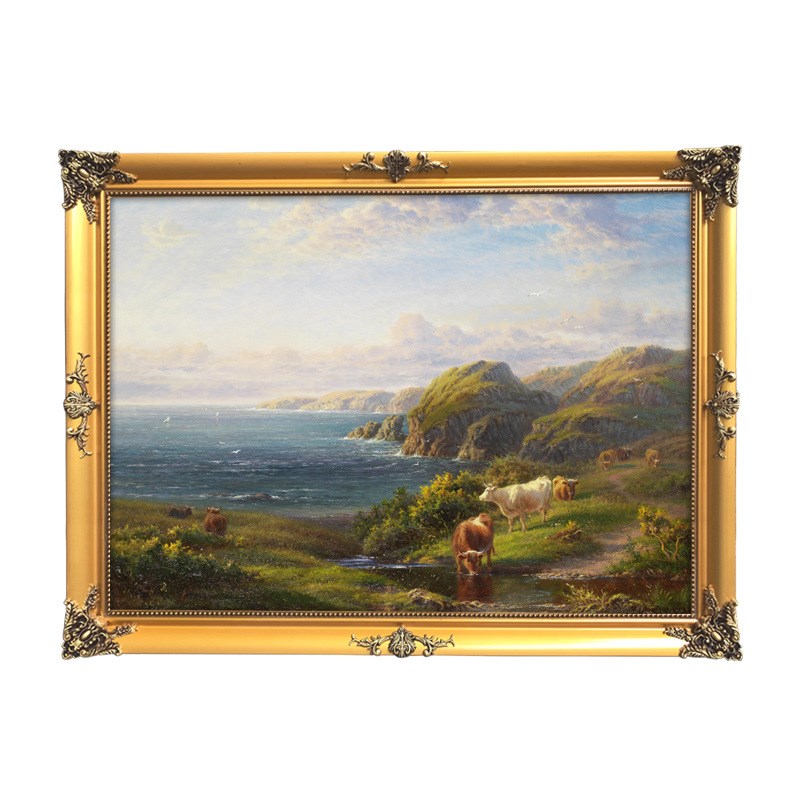 世界名油画欧式古典风景挂画山水画动物牛客厅沙发背景墙装饰画图片