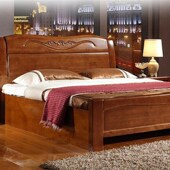 南宁高箱床柳州北海南宁包安装 双人床南宁 橡木全实木床1.8米中式