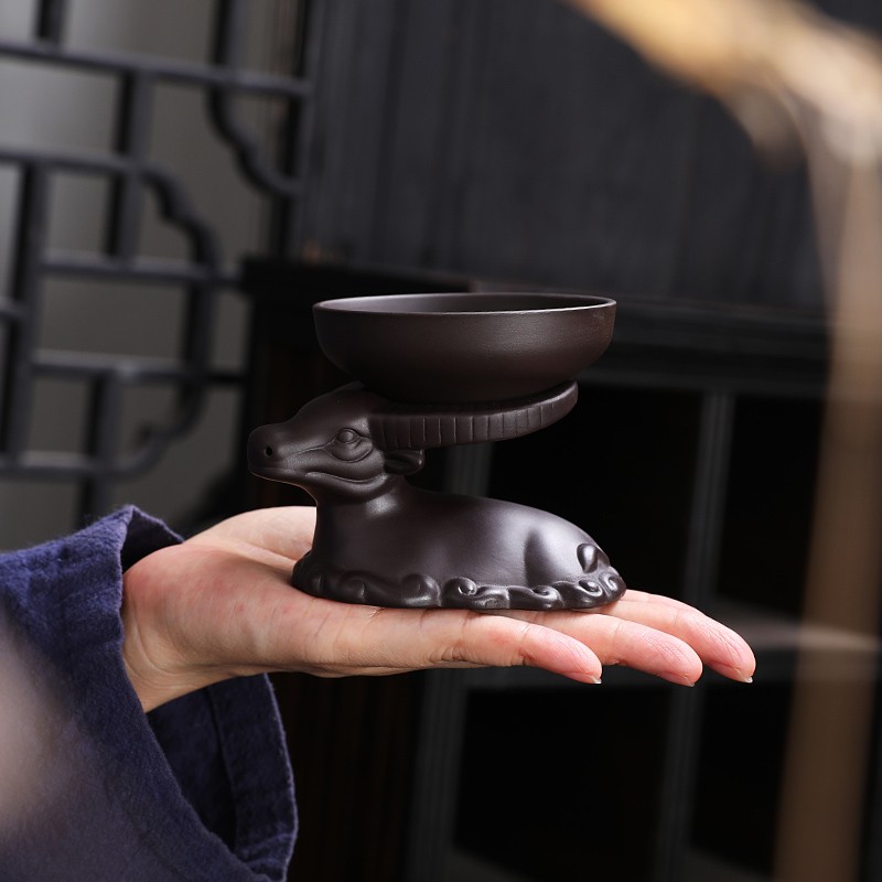 紫砂茶漏细孔全瓷一体茶滤功夫茶具配件泡茶过滤器家用茶隔滤网