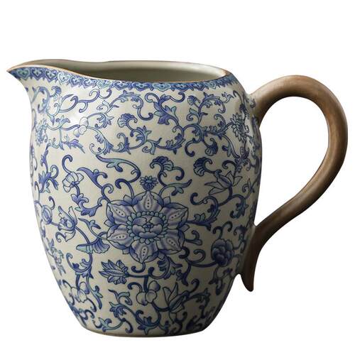 汝窑缠枝莲公道杯陶瓷青花满彩茶海仿古分茶器茶室茶空间定制logo