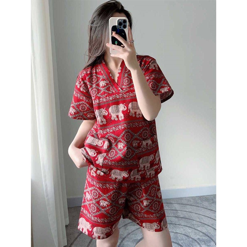 汗蒸服情侣款亚麻女款韩版可爱大码加肥家居服桑拿服男女按摩服