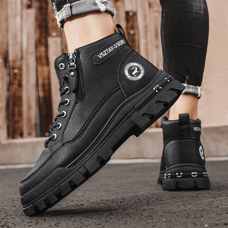 增高鞋男10cm马丁靴加绒高帮冬季英伦风内增高8cm6cm防水工装靴潮