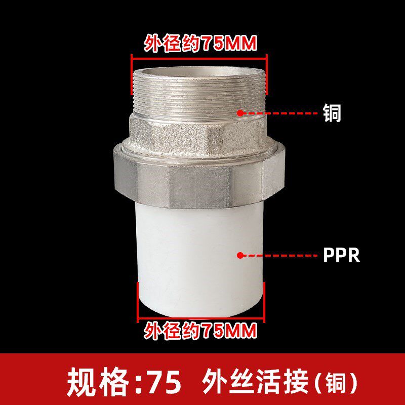 PPR水管大号外丝直接内丝活接头配件7590110双头热熔3寸4寸铁活结