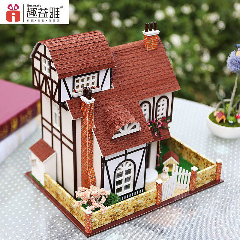 新款三层别墅模型diy小屋手工拼装双层阁楼小房子送女友闺蜜礼物