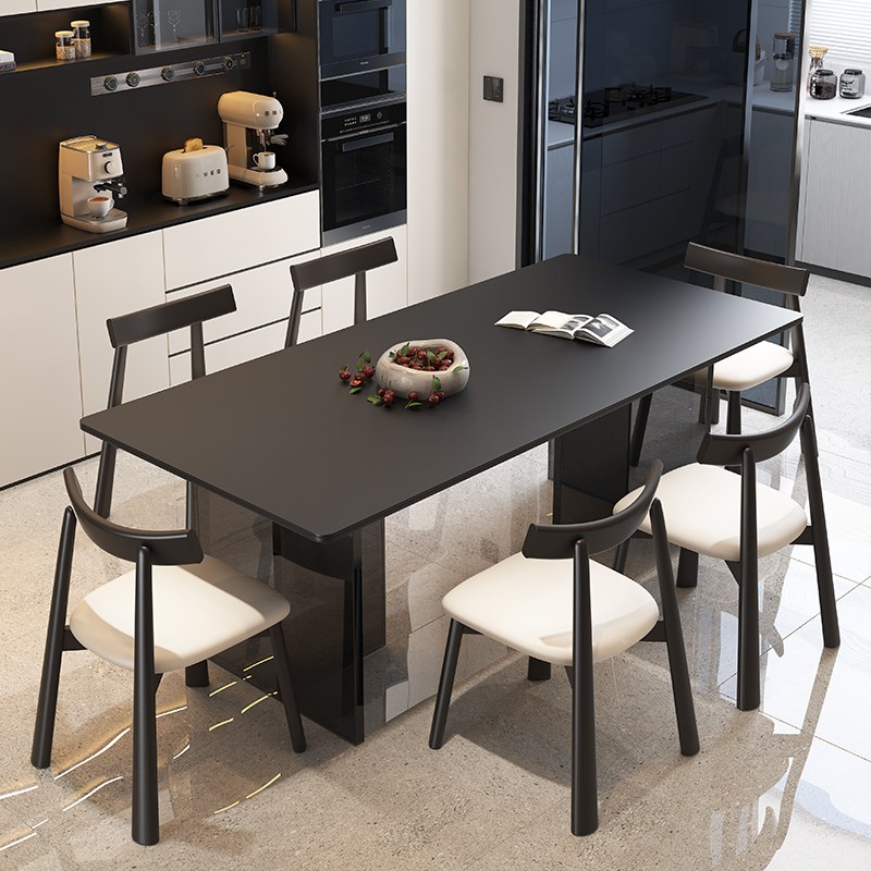 网红悬浮款岩板餐桌椅新款小户型家用现代简约长方形亚克力吃饭桌