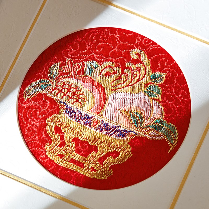 南京云锦研究所博古三多新中式装饰桌面摆件摆台中国风特色工艺品