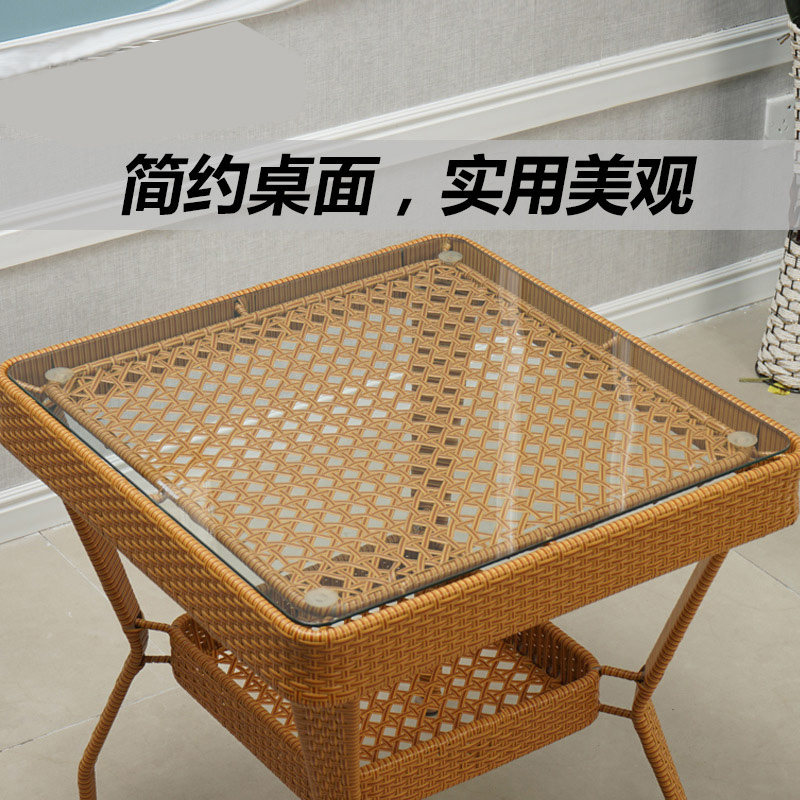 卧室腾椅子小茶几阳台小桌椅套装藤艺看书黑色藤椅四件套阳台藤编