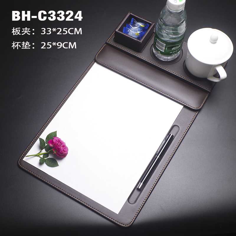 a4会议夹板垫商务定制台垫v办公便签桌垫酒店用品皮文件写字垫板