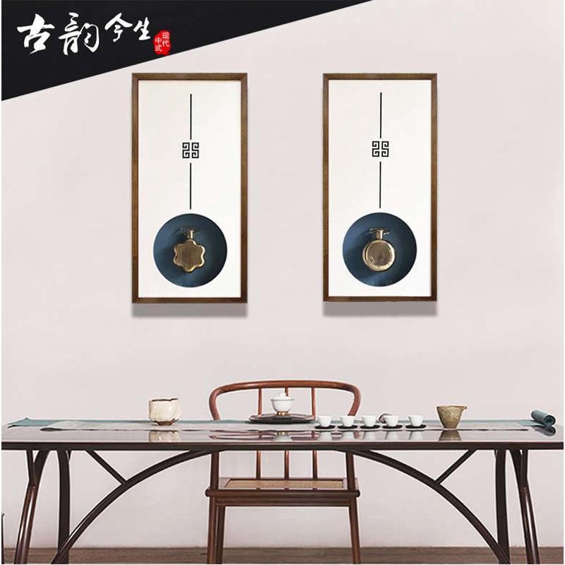 铜实物高级新中式装饰画客厅沙发背景墙挂画书房茶室竖版餐厅立体