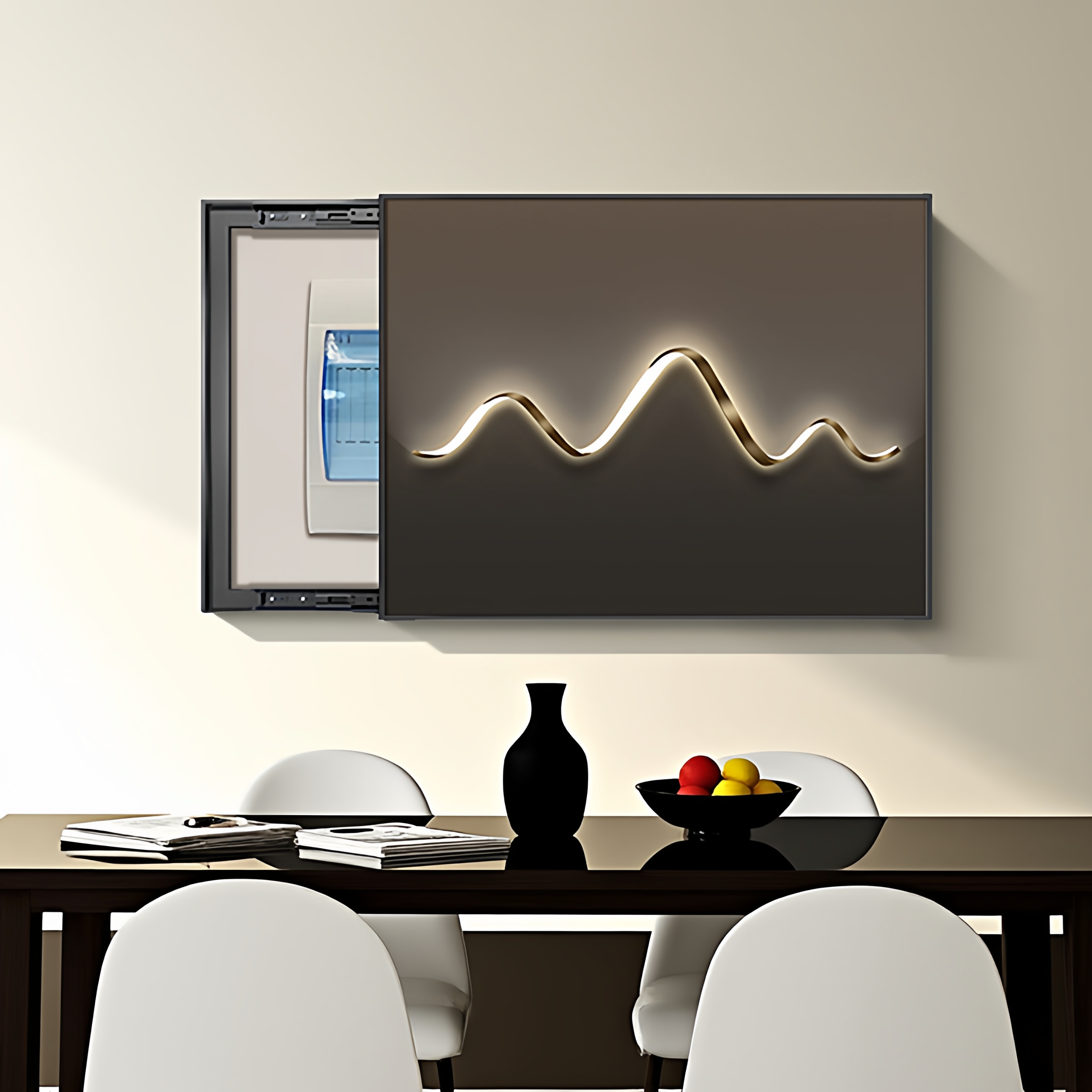 高级感轻奢电表箱装饰画意式极简餐厅遮挡推拉配电箱电闸挂画高端