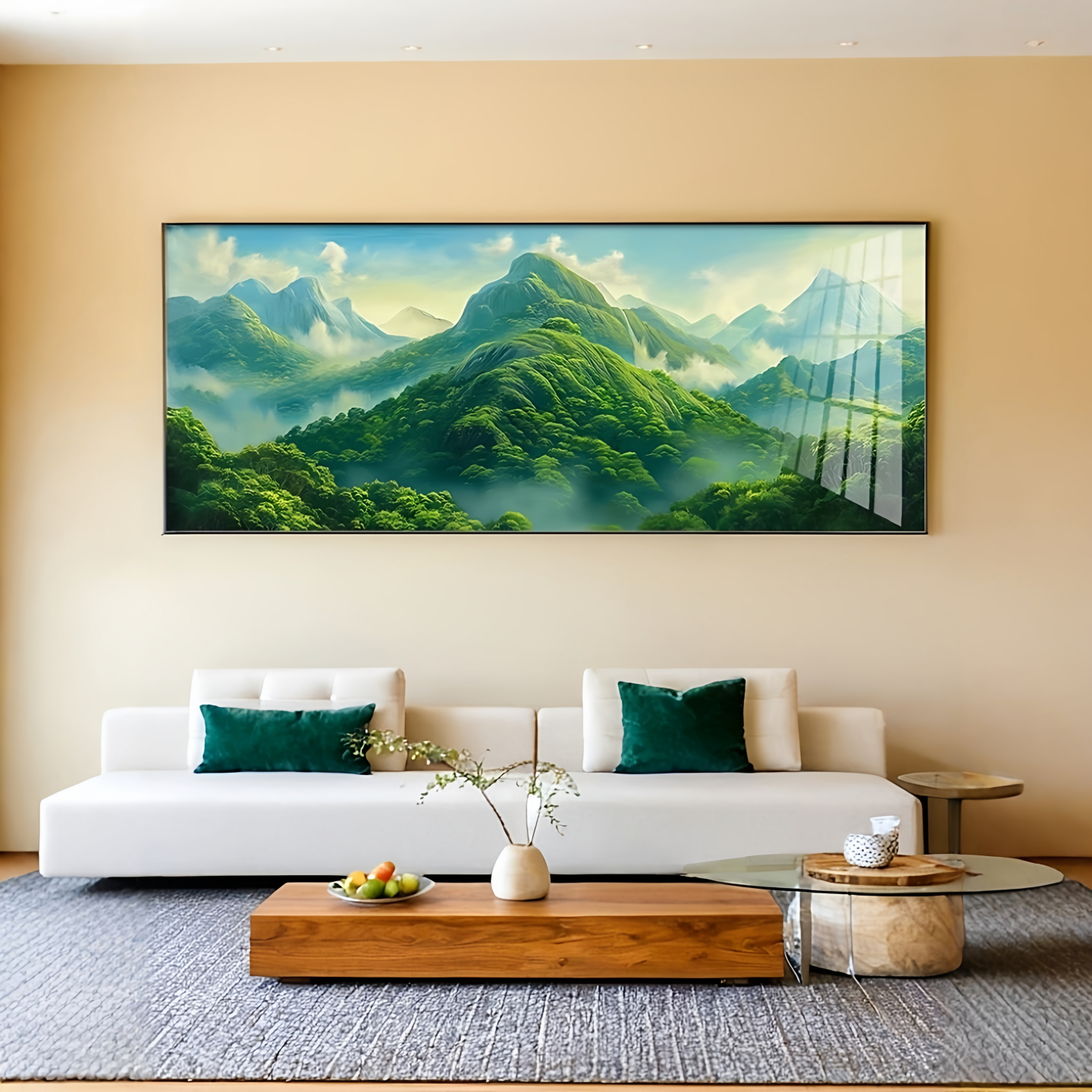 背有靠山客厅装饰画青山图有山无水沙发背景墙挂画现代简约靠山图