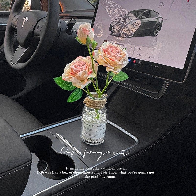 汽车摆件花束玫瑰氛围法式油画焦边适用水杯架车载花瓶车内装饰品,农用物资,苗木固定器/支撑器,淘宝优惠券,粉丝福利购,淘宝优惠卷