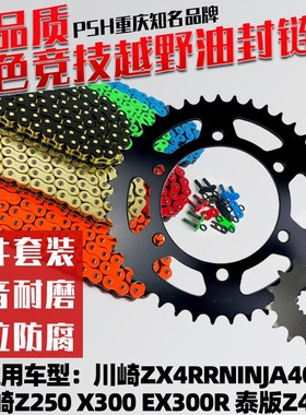 适用川崎忍者Ninja400/EX300R/Z250牙盘链盘彩色油封链条三件套