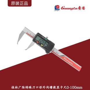 桂林广陆特殊外沟槽数显卡尺 100mm 不锈钢刀口形数显外沟槽卡尺0