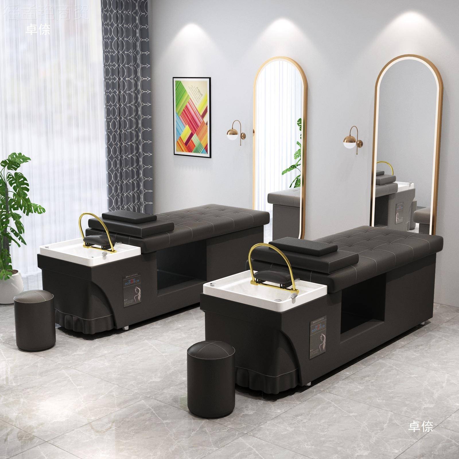 茶麸头疗洗头床泰平躺熏按摩理床水疗床水循环热ECI水器蒸一式体